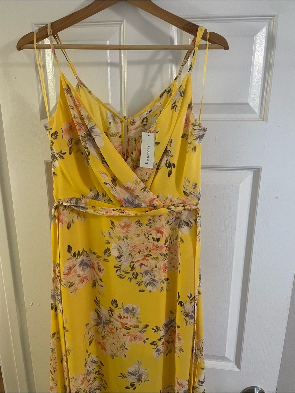 Francesca's Collections Yellow Floral Strapless Dress
